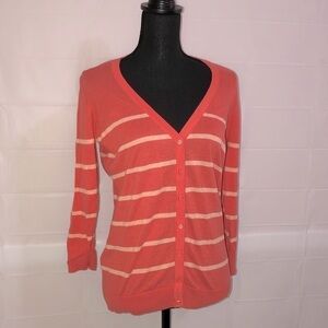 The Limited Stripe Cardigan Orange & cream Size L